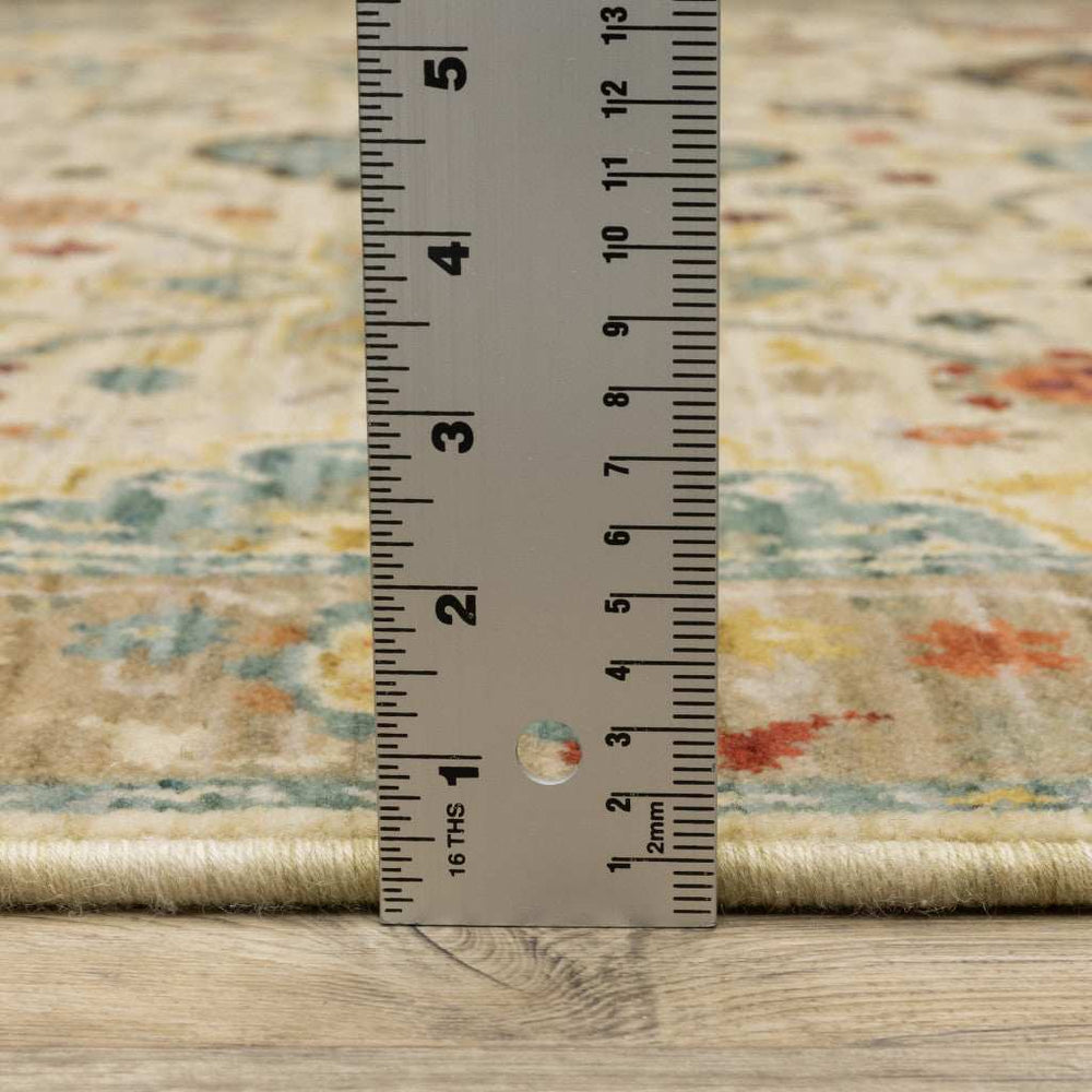 2' X 6' Beige Pale Blue Rust Gold Tan Brown And Orange Oriental Power Loom Stain Resistant Runner Rug With Fringe - Homeroots - Flyclothing LLC