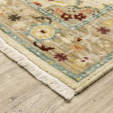 10' X 13' Beige Pale Blue Rust Gold Tan Brown And Orange Oriental Power Loom Stain Resistant Area Rug With Fringe - Homeroots - Flyclothing LLC