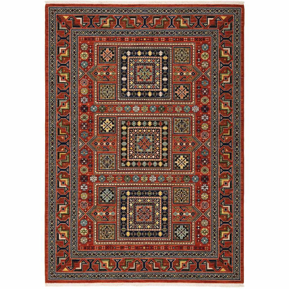2' X 3' Blue and Red Oriental Power Loom Area Rug - Homeroots - Flyclothing LLC