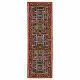 2' X 6' Red Blue Beige And Green Oriental Power Loom Stain Resistant Runner Rug With Fringe - Homeroots - Flyclothing LLC