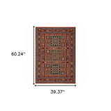 3' X 5' Red Black and White Oriental Power Loom Area Rug - Homeroots - Flyclothing LLC