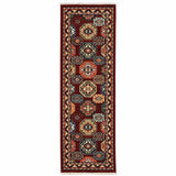 2' X 6' Red Blue Brown And Beige Oriental Power Loom Stain Resistant Runner Rug With Fringe - Homeroots - Flyclothing LLC