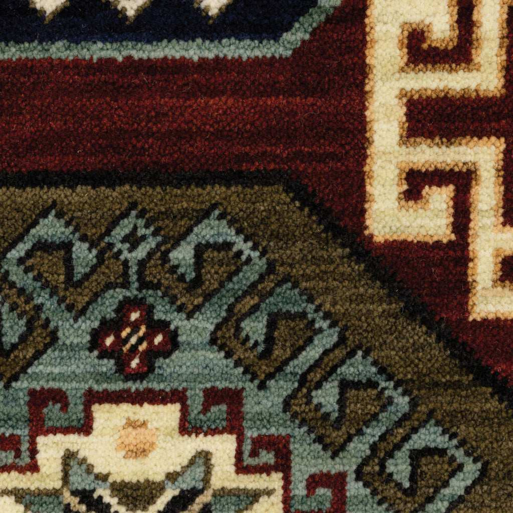 2' X 6' Red Blue Brown And Beige Oriental Power Loom Stain Resistant Runner Rug With Fringe - Homeroots - Flyclothing LLC