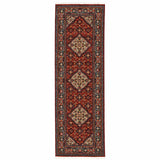 2' X 6' Red Blue Ivory And Orange Oriental Power Loom Stain Resistant Runner Rug With Fringe - Homeroots - Flyclothing LLC