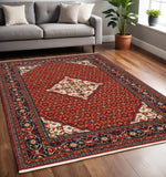 5' X 8' Red Blue Ivory And Orange Oriental Power Loom Stain Resistant Area Rug With Fringe - Homeroots - Flyclothing LLC