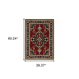 3' X 5' Red and Black Oriental Power Loom Area Rug - Homeroots - Flyclothing LLC