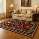 5' X 8' Red and Black Oriental Power Loom Area Rug - Homeroots - Flyclothing LLC