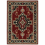 5' X 8' Red and Black Oriental Power Loom Area Rug - Homeroots - Flyclothing LLC