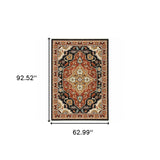 5' X 8' Red and Black Oriental Power Loom Area Rug - Homeroots - Flyclothing LLC