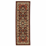 2' X 6' Red Ivory Orange And Blue Oriental Power Loom Stain Resistant Runner Rug With Fringe - Homeroots - Flyclothing LLC