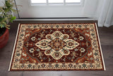 3' X 5' Red Ivory Orange And Blue Oriental Power Loom Stain Resistant Area Rug With Fringe - Homeroots - Flyclothing LLC
