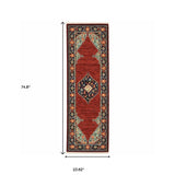6' Blue and Red Medallion Power Loom Runner Rug - Homeroots - Flyclothing LLC
