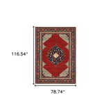 6' X 9' Blue And Red Oriental Power Loom Area Rug With Fringe - Homeroots - Flyclothing LLC