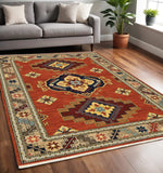 5' X 8' Red and Gold Oriental Power Loom Area Rug - Homeroots - Flyclothing LLC