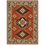 5' X 8' Red and Gold Oriental Power Loom Area Rug - Homeroots - Flyclothing LLC