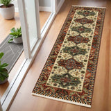 6' Red Blue and White Oriental Power Loom Runner Rug - Homeroots - Flyclothing LLC
