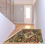 2' X 6' Red Rust Navy Light Blue Brown Orange Ivory And Gold Oriental Power Loom Stain Resistant Runner Rug With Fringe - Homeroots - Flyclothing LLC