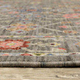 8' X 11' Grey Salmon Pink Gold Blue Rust Deep Blue Ivory And Green Oriental Power Loom Stain Resistant Area Rug With Fringe - Homeroots - Flyclothing LLC