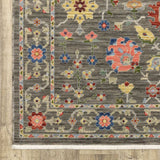 10' X 13' Grey Salmon Pink Gold Blue Rust Deep Blue Ivory And Green Oriental Power Loom Stain Resistant Area Rug With Fringe - Homeroots - Flyclothing LLC