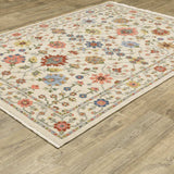 2' X 3' Ivory Oriental Power Loom Stain Resistant Area Rug With Fringe - Homeroots - Flyclothing LLC