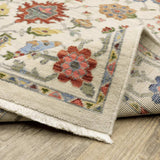 2' X 6' Ivory Salmon Pink Gold Blues Grey Rust And Green Oriental Power Loom Stain Resistant Runner Rug With Fringe - Homeroots - Flyclothing LLC