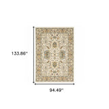 8' X 11' Ivory Oriental Power Loom Stain Resistant Area Rug With Fringe - Homeroots - Flyclothing LLC