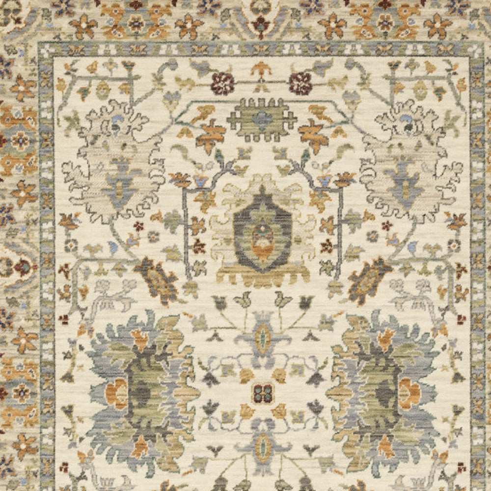 10' X 13' Ivory Oriental Power Loom Stain Resistant Area Rug With Fringe - Homeroots - Flyclothing LLC