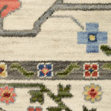 2' X 3' Ivory Green Blues Pink Yellow Rust Brown Tan And Grey Oriental Power Loom Stain Resistant Area Rug With Fringe - Homeroots - Flyclothing LLC