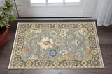 3' X 5' Blue Grey Gold Green Pink Orange Ivory And Red Oriental Power Loom Stain Resistant Area Rug With Fringe - Homeroots - Flyclothing LLC