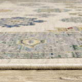 2' X 3' Ivory Blue Grey Teal Gold Green And Rust Oriental Power Loom Stain Resistant Area Rug With Fringe - Homeroots - Flyclothing LLC