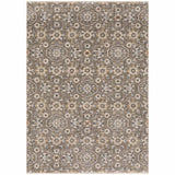 2' X 3' Grey And Tan Floral Power Loom Stain Resistant Area Rug With Fringe - Homeroots - Flyclothing LLC