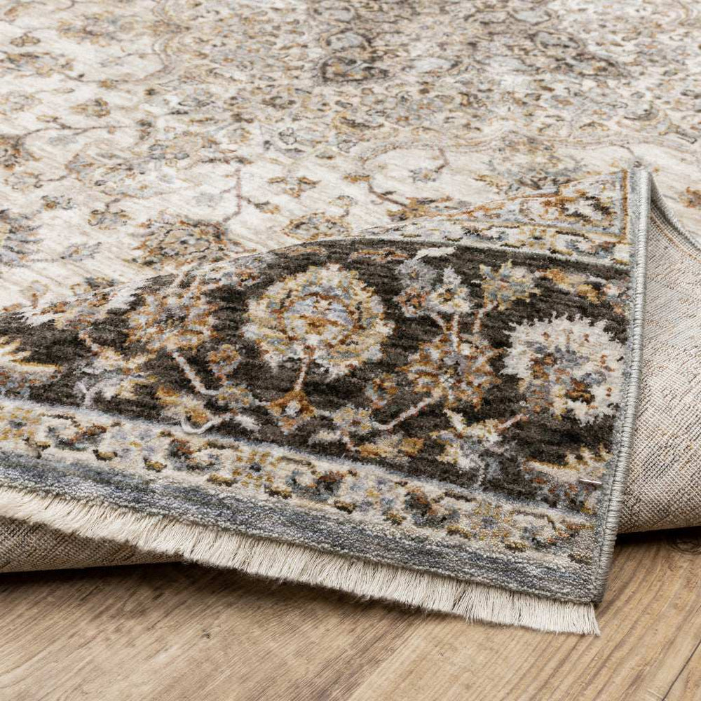 2' X 3' Ivory And Blue Oriental Power Loom Stain Resistant Area Rug With Fringe - Homeroots - Flyclothing LLC