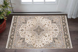 3' X 5' Ivory And Blue Oriental Power Loom Stain Resistant Area Rug With Fringe - Homeroots - Flyclothing LLC