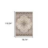 6' X 9' Ivory And Blue Oriental Power Loom Stain Resistant Area Rug With Fringe - Homeroots - Flyclothing LLC