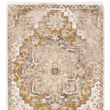 2' X 8' Gold And Ivory Oriental Power Loom Stain Resistant Runner Rug With Fringe - Homeroots - Flyclothing LLC