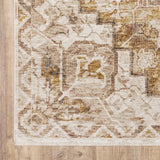 2' X 8' Gold And Ivory Oriental Power Loom Stain Resistant Runner Rug With Fringe - Homeroots - Flyclothing LLC