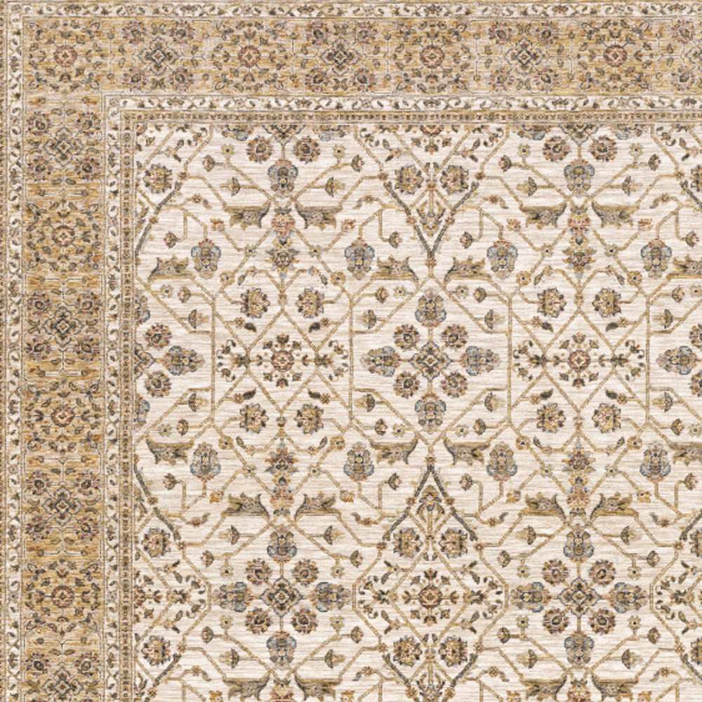 2' X 3' Ivory And Gold Oriental Power Loom Stain Resistant Area Rug With Fringe - Homeroots - Flyclothing LLC