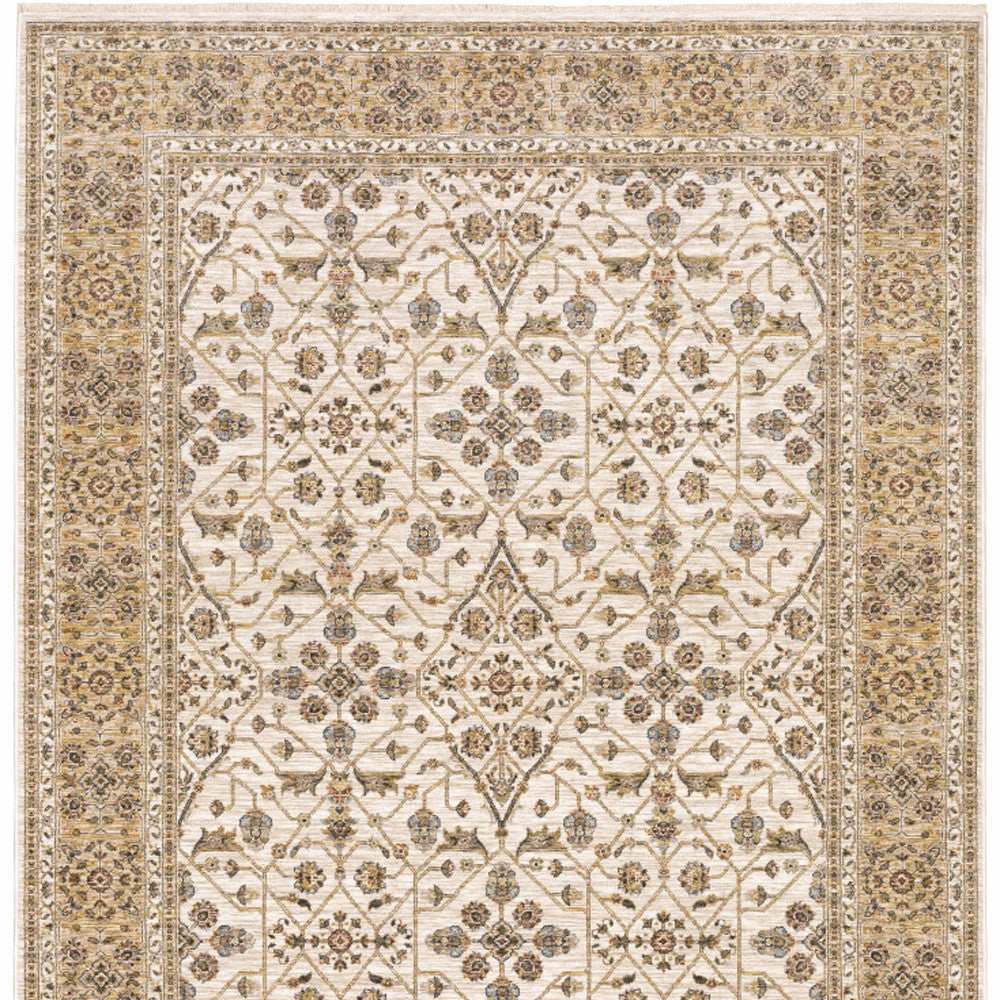 2' X 3' Ivory And Gold Oriental Power Loom Stain Resistant Area Rug With Fringe - Homeroots - Flyclothing LLC
