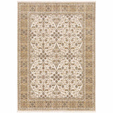 2' X 3' Ivory And Gold Oriental Power Loom Stain Resistant Area Rug With Fringe - Homeroots - Flyclothing LLC