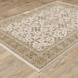 2' X 3' Ivory And Gold Oriental Power Loom Stain Resistant Area Rug With Fringe - Homeroots - Flyclothing LLC