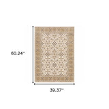 3' X 5' Ivory And Gold Oriental Power Loom Stain Resistant Area Rug With Fringe - Homeroots - Flyclothing LLC