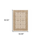 5' X 8' Ivory And Gold Oriental Power Loom Stain Resistant Area Rug With Fringe - Homeroots - Flyclothing LLC