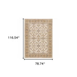 6' X 9' Ivory And Gold Oriental Power Loom Stain Resistant Area Rug With Fringe - Homeroots - Flyclothing LLC