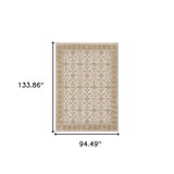 8' X 11' Ivory And Gold Oriental Power Loom Stain Resistant Area Rug With Fringe - Homeroots - Flyclothing LLC