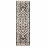 2' X 8' Grey And Ivory Oriental Power Loom Stain Resistant Runner Rug With Fringe - Homeroots - Flyclothing LLC