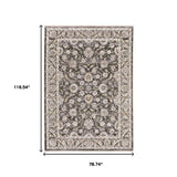 6' X 9' Grey And Ivory Oriental Power Loom Stain Resistant Area Rug With Fringe - Homeroots - Flyclothing LLC