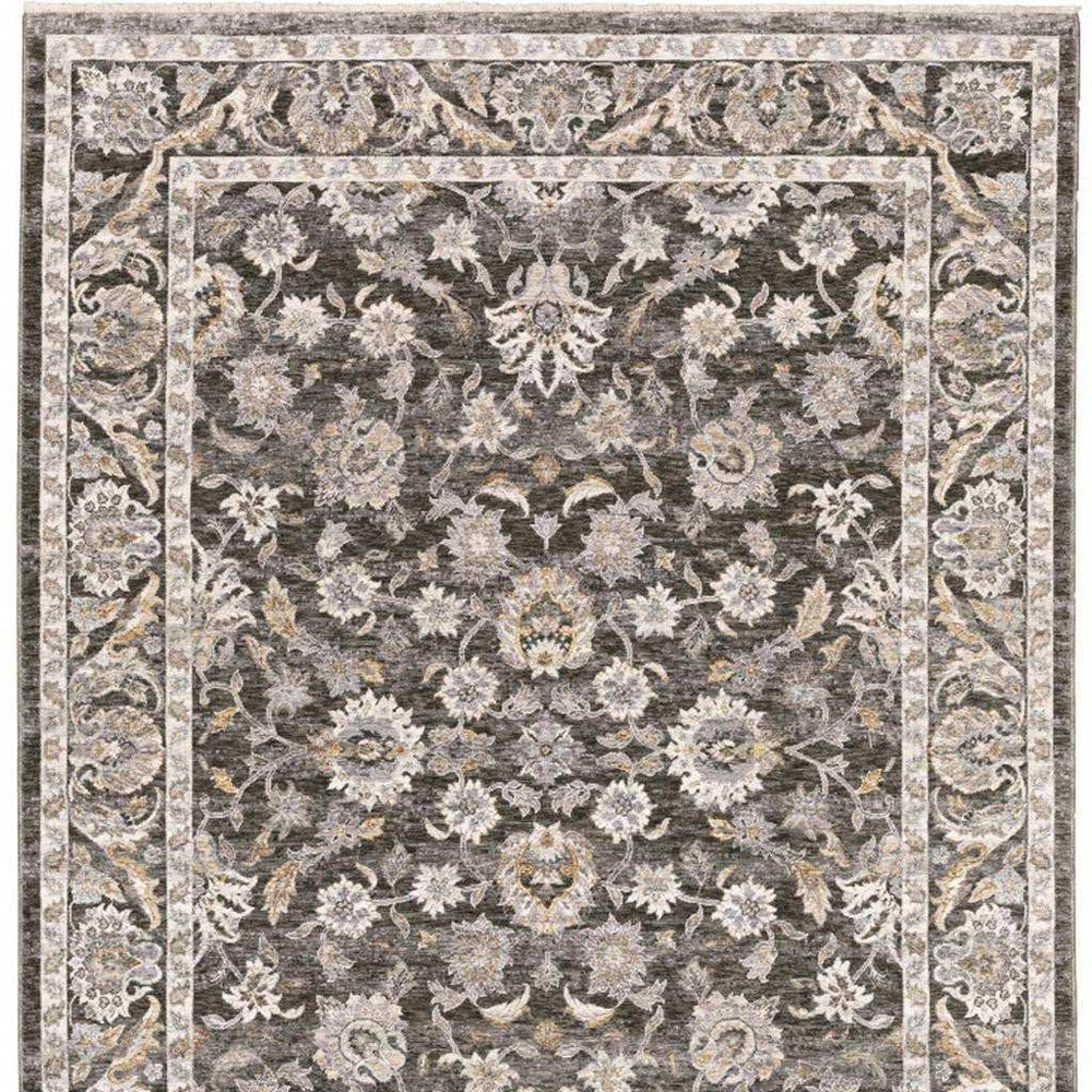 6' X 9' Grey And Ivory Oriental Power Loom Stain Resistant Area Rug With Fringe - Homeroots - Flyclothing LLC