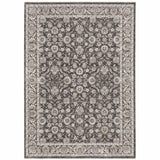 8' X 11' Grey And Ivory Oriental Power Loom Stain Resistant Area Rug With Fringe - Homeroots - Flyclothing LLC