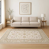 5' X 8' Ivory And Grey Oriental Power Loom Stain Resistant Area Rug With Fringe - Homeroots - Flyclothing LLC