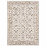 8' X 11' Ivory And Grey Oriental Power Loom Stain Resistant Area Rug With Fringe - Homeroots - Flyclothing LLC